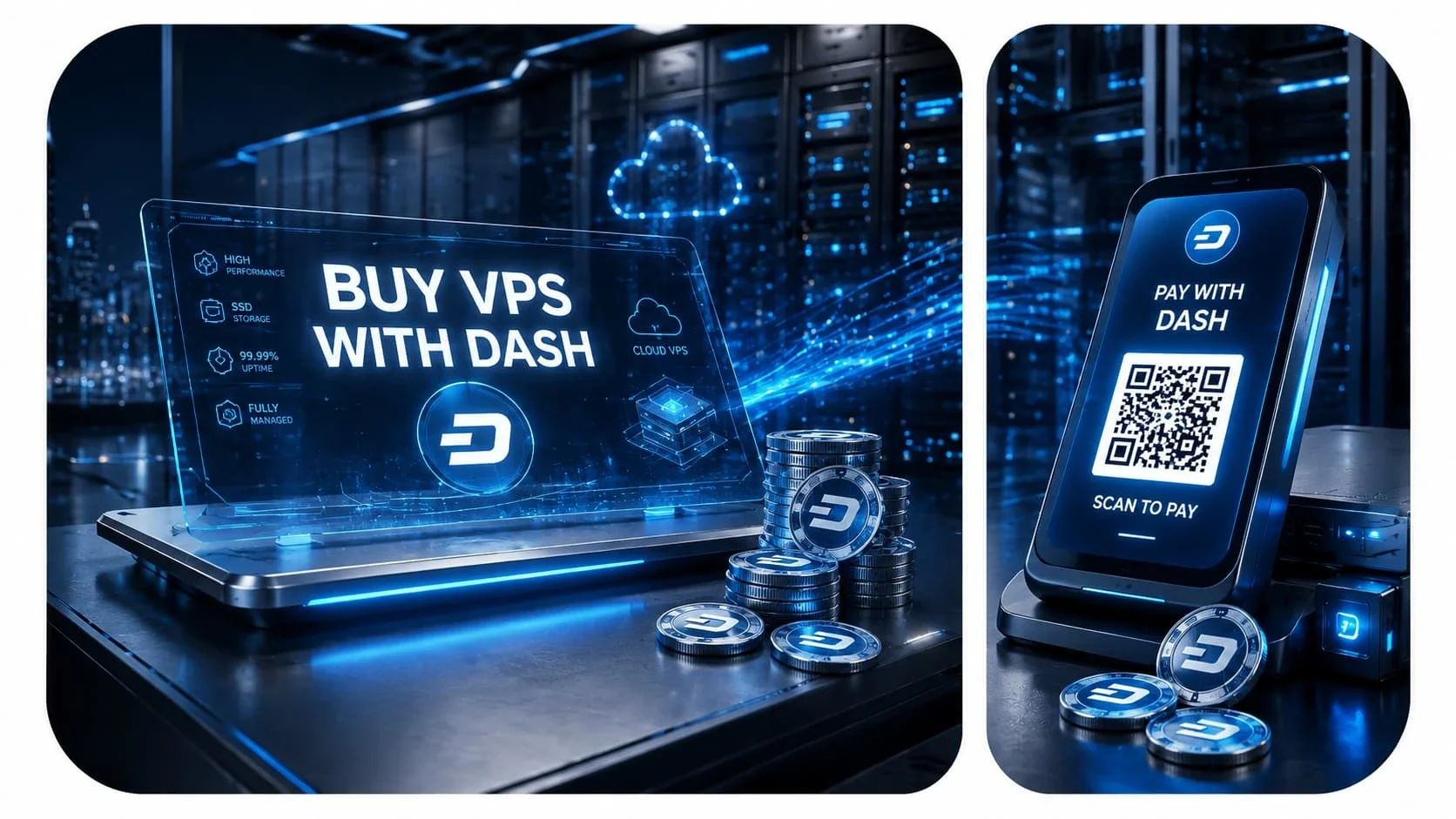 Pay for Linux or Windows VPS with Dash