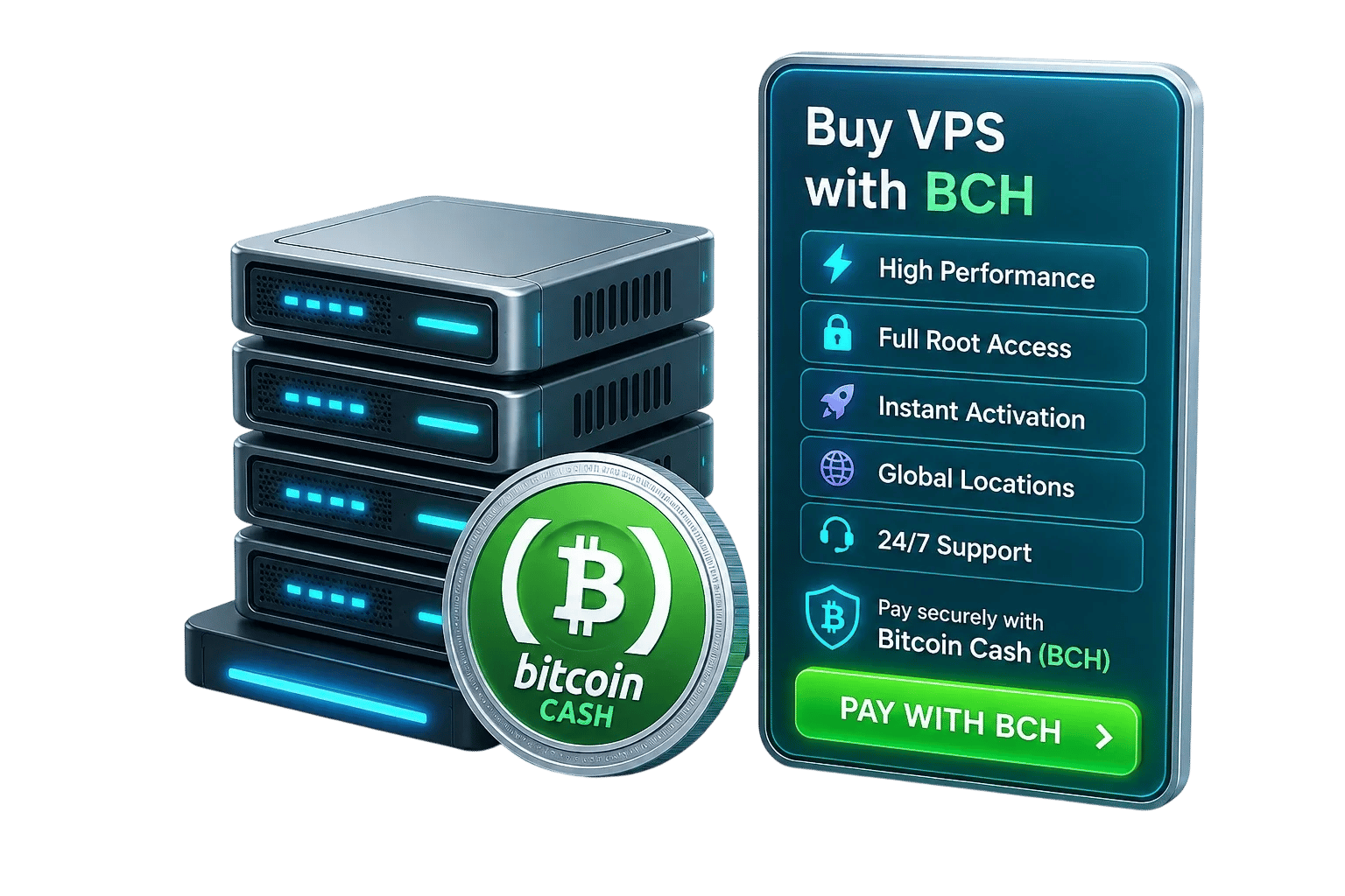 Buy VPS with Bitcoin Cash (BCH)
