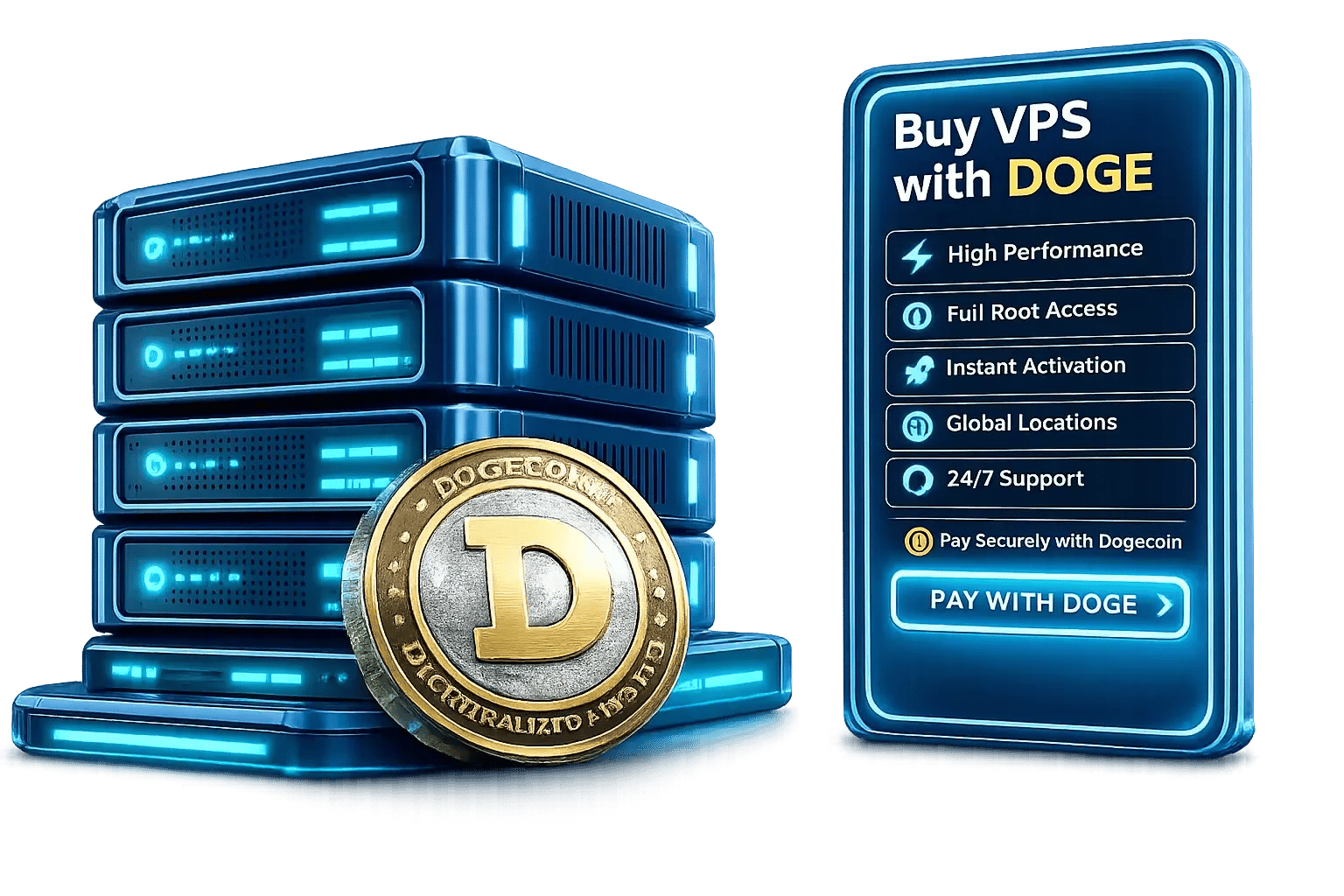 Buy VPS with Dogecoin using DOGE payment