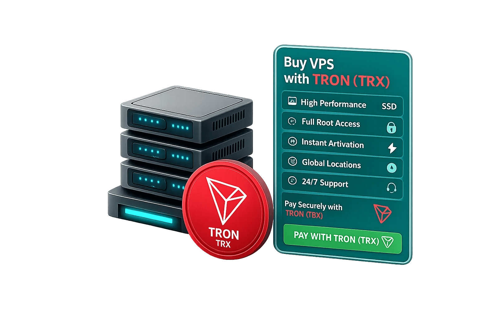 Buy VPS with TRON (TRX)