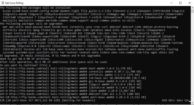kali linux microsoft store