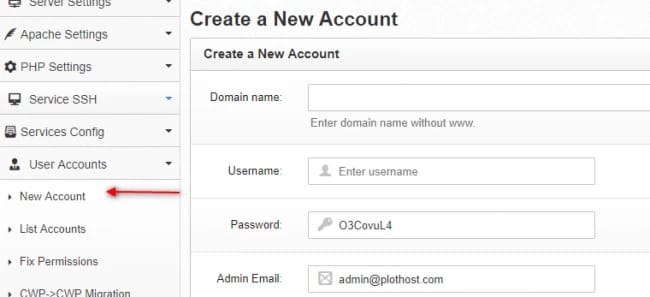 How to Create a New Account in CWP