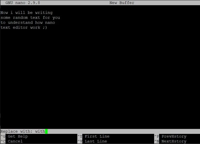 Replace in nano editor