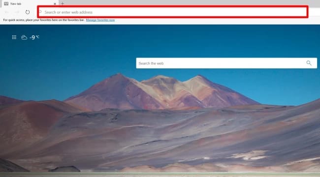 Browser address bar showing URL entry for opening a website