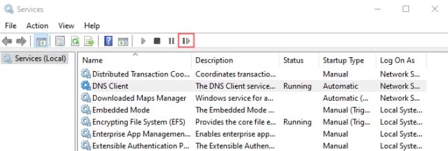 Restarting the DNS Client Service