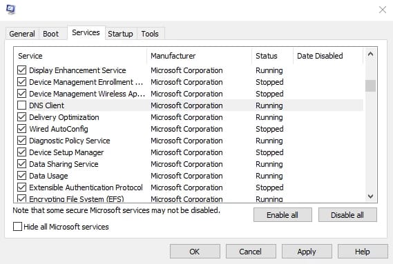 Restarting the DNS Client Service
