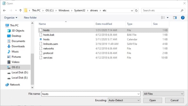 Checking the Local hosts&rsquo; File windows
