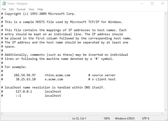 Checking the Local hosts&rsquo; File windows