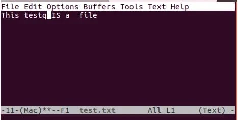 screenshot of Emacs command line editor that is used to edit file in Linux command