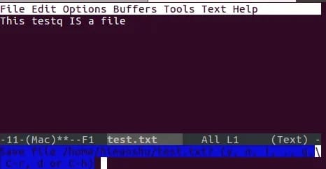 screenshot of the Emacs command line editor that is used to edit file in Linux without Vi.