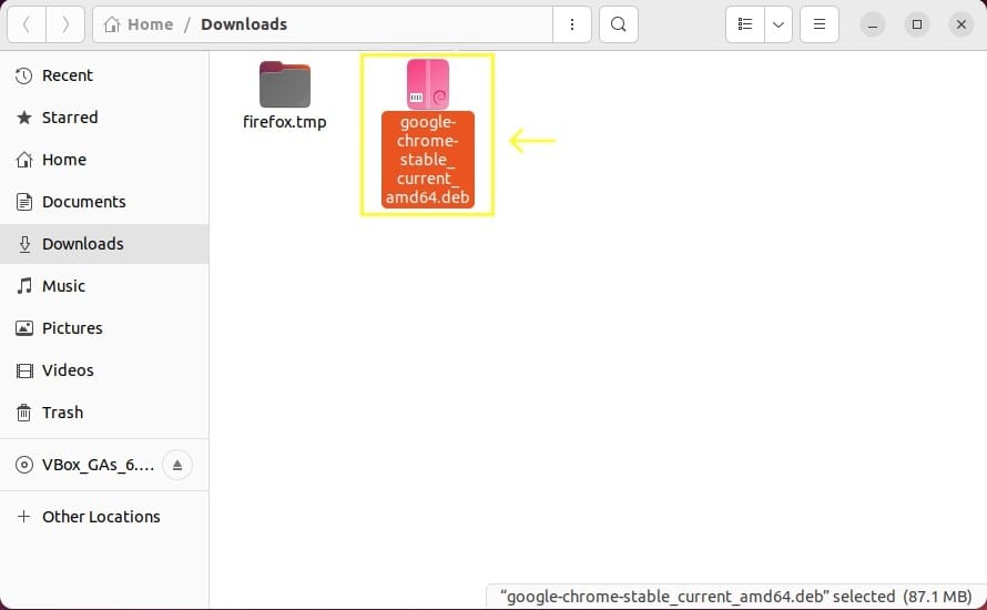 Downloaded Chrome package
