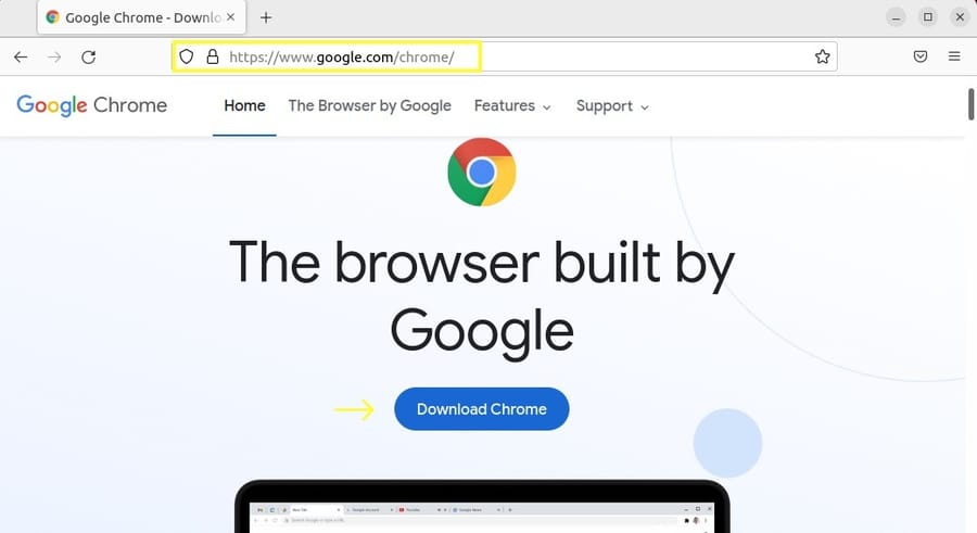 Google Chrome download page