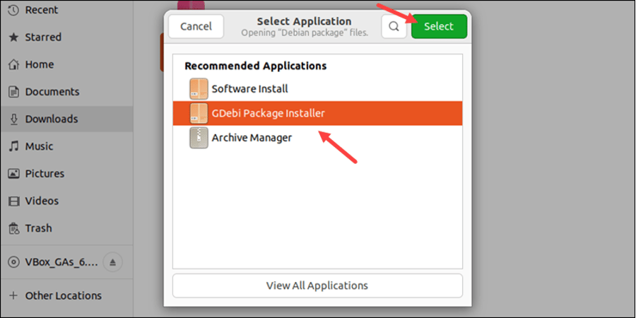 Install deb Files Using GUI