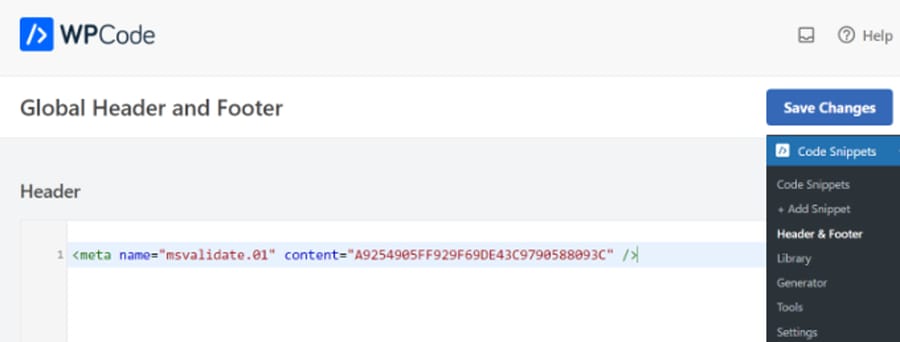 Add Website to Bing Webmaster Tools Using WPCode
