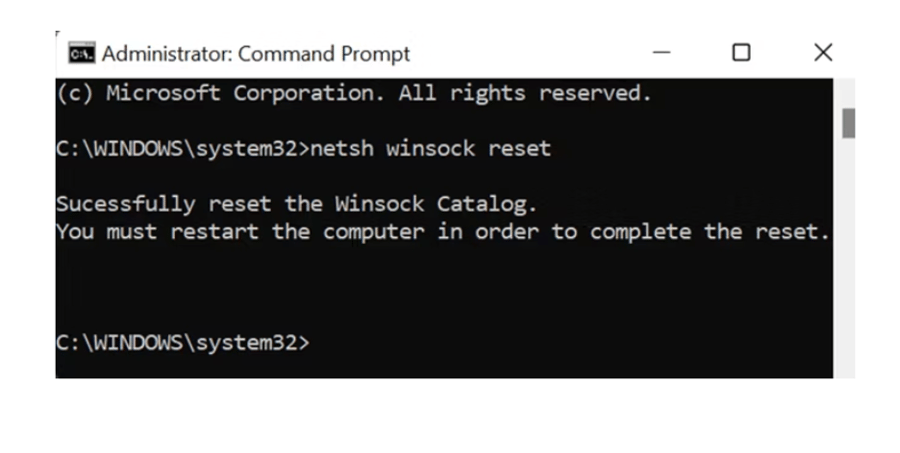 Reset the Winsock Catalog