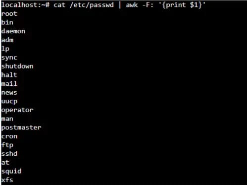 List Usernames Using awk