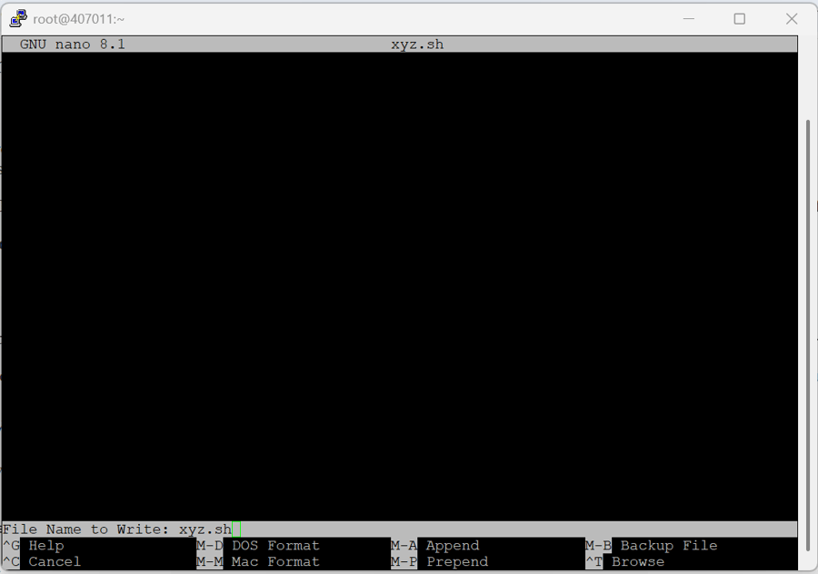 Save a File in Nano (Ctrl+O)