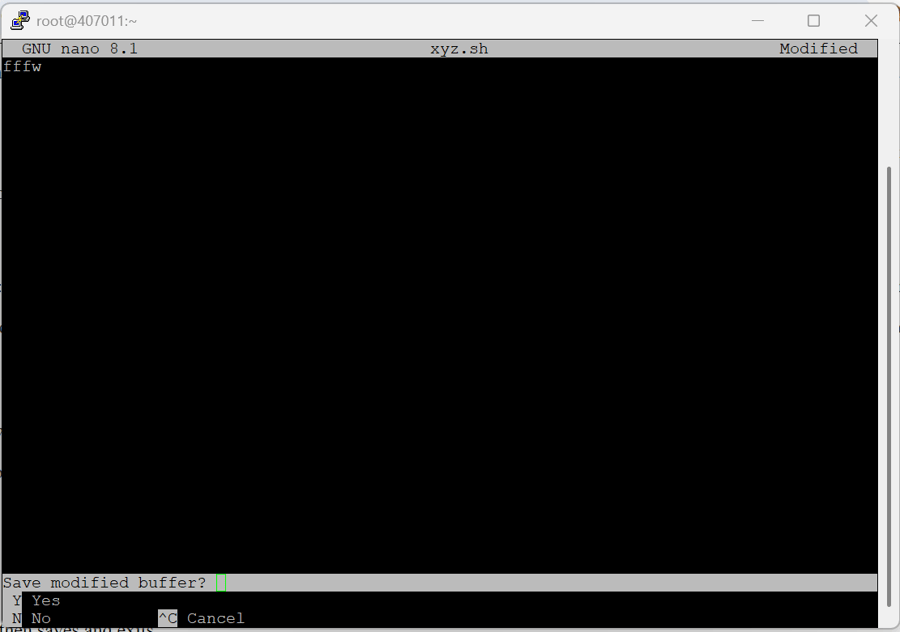 Exit Nano (Ctrl+X)