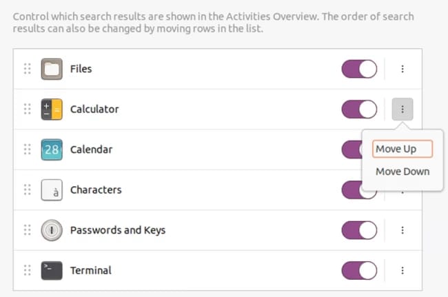 control the search results