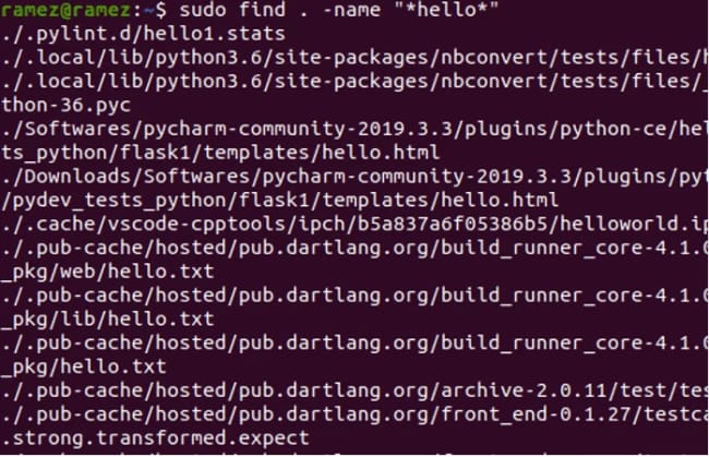 finding files with the word hello