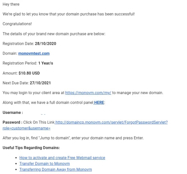 domain confirmation email