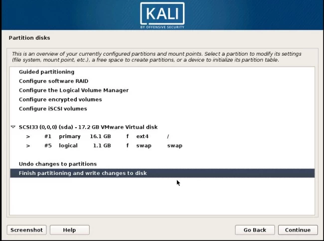 Installing Kali 18