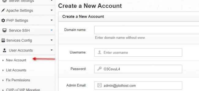 How to Create a New Account in CWP