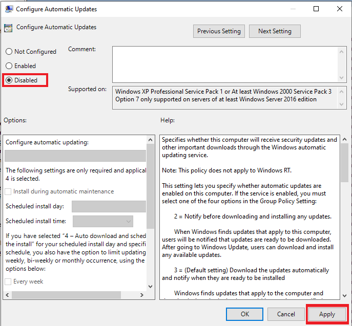 ms access runtime config auto set to install updates