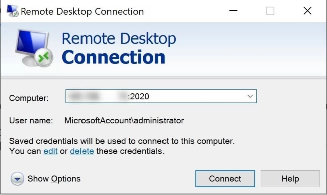 Remote Desktop Connection custom port