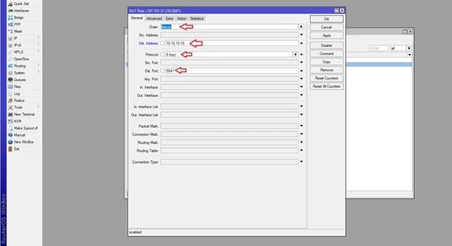 routeros port forwarding