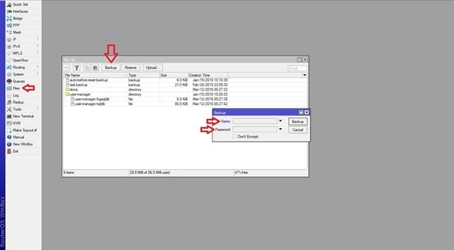 Export MikroTik Backup