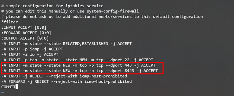 Enable Ports 443 and 8443 on CentOS