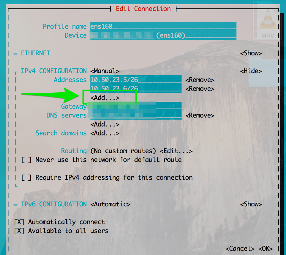 Add Secondary IP Address Using Network Manager