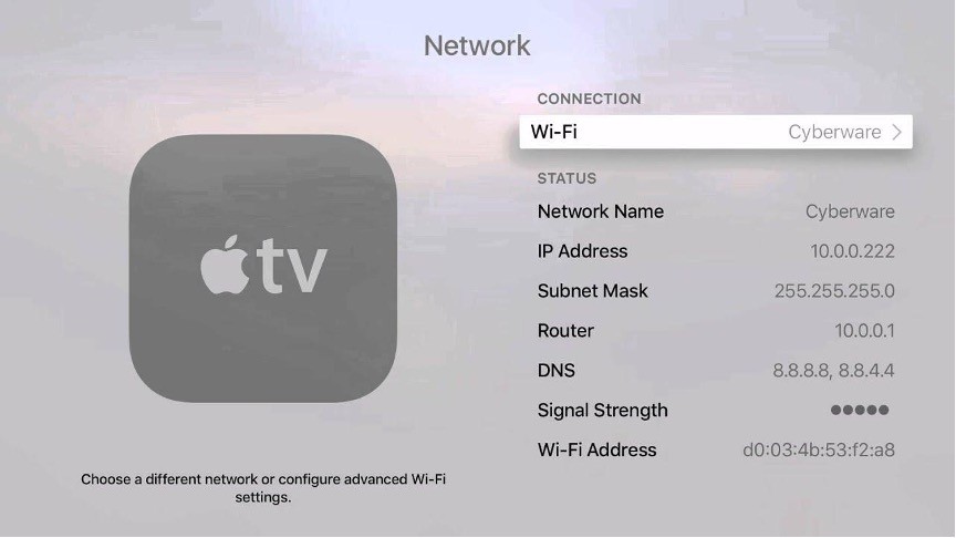 find mac address For Apple TVs