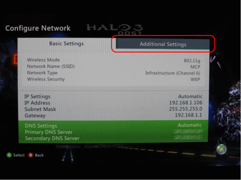 find mac address For Xbox 360