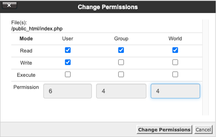 Change File Permissions Using cPanel