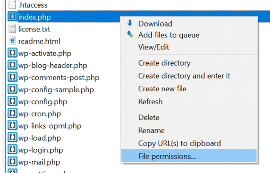 Change WP File Permissions Using FTP