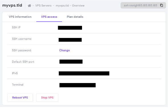 Accessing your VPS via SSH connection