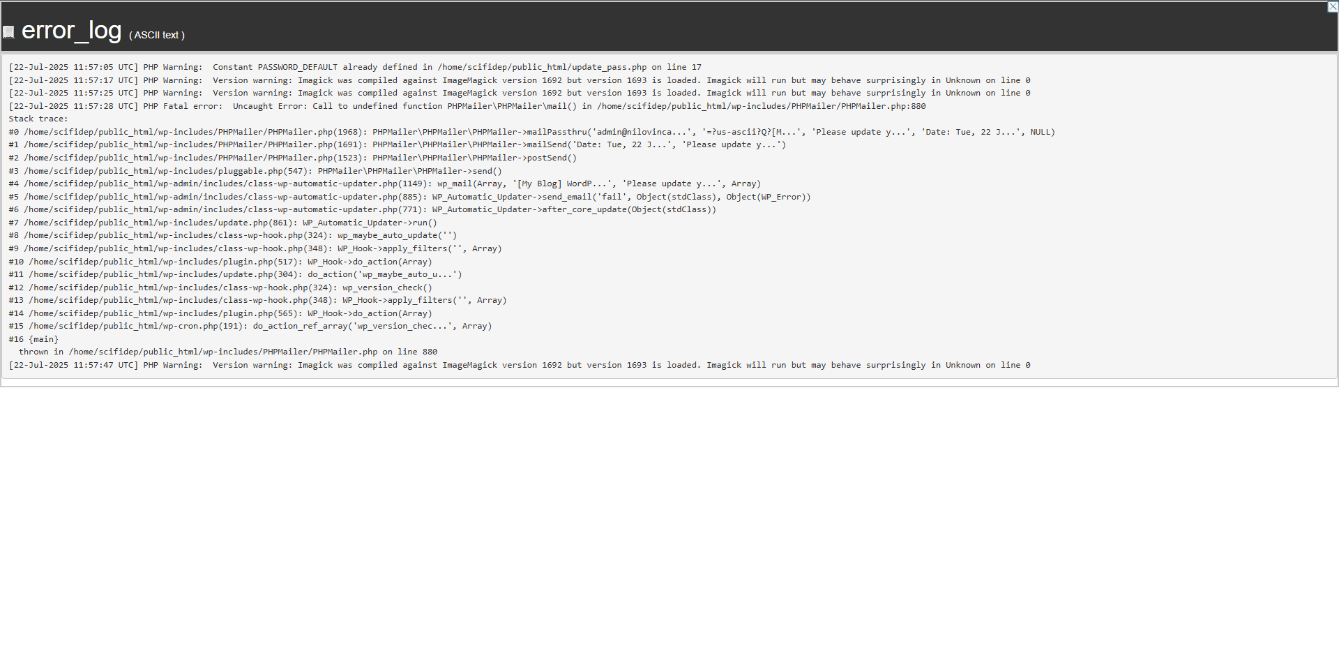 Check Error Logs