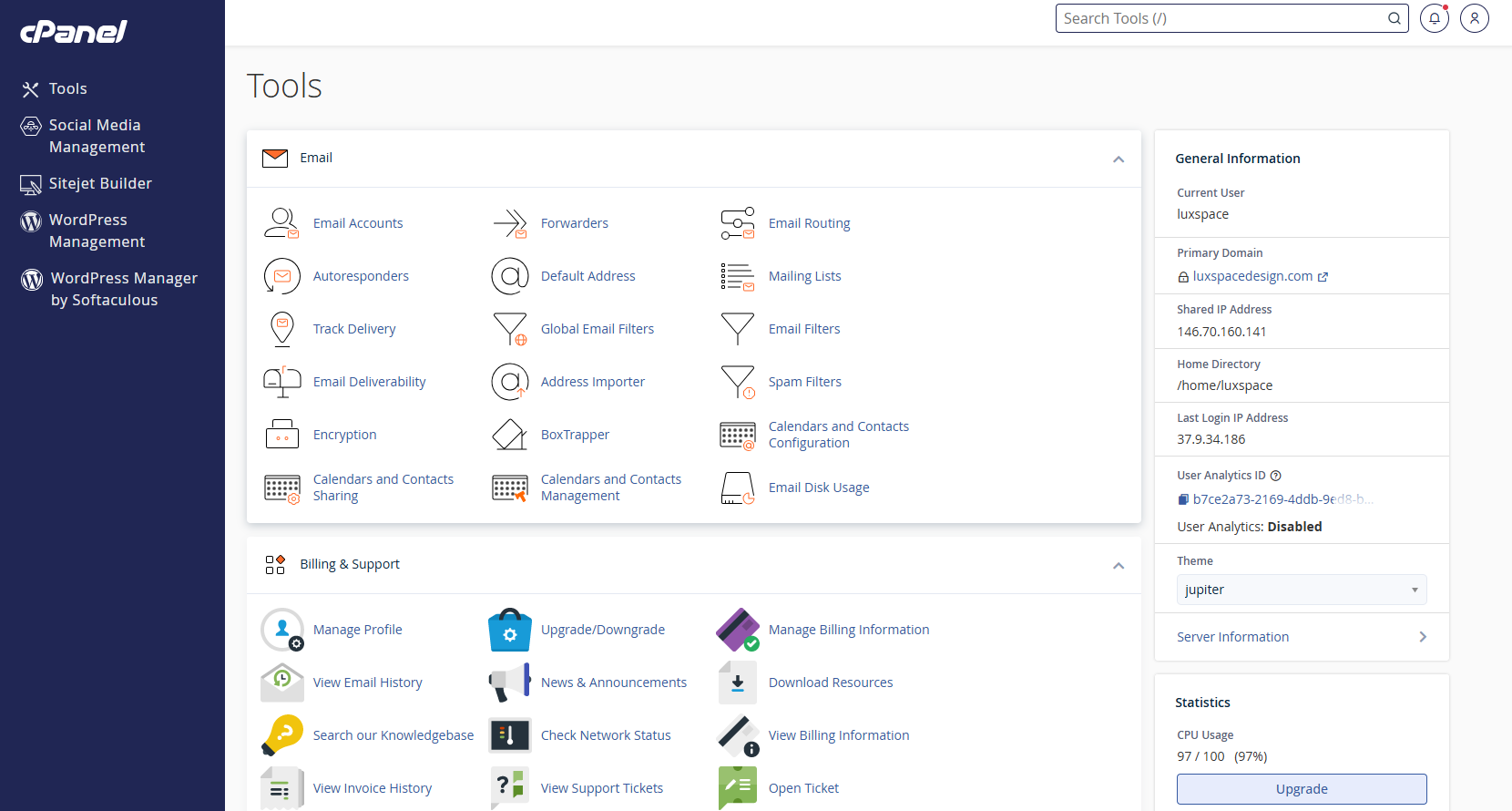 cPanel Dashboard