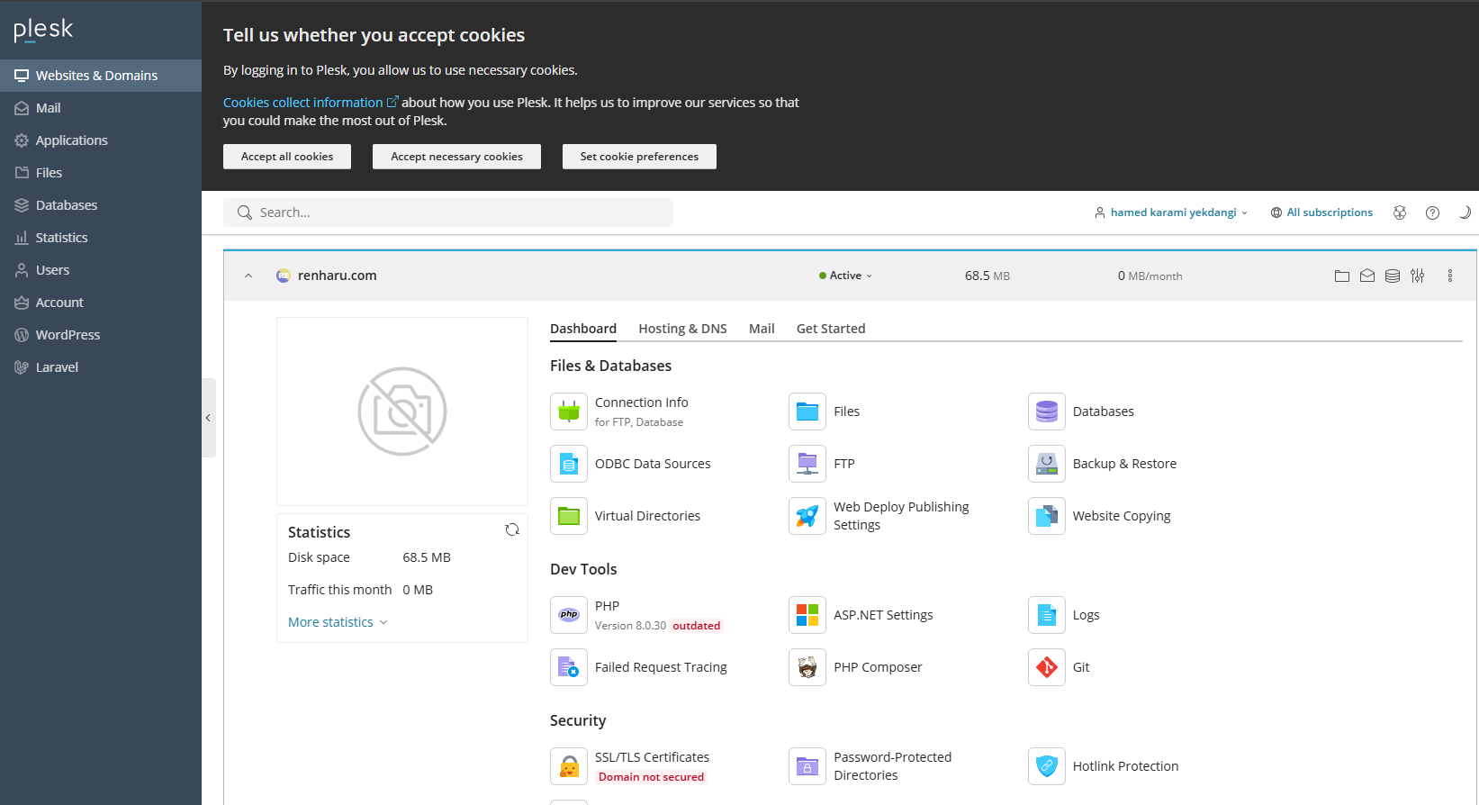 Plesk Dashboard