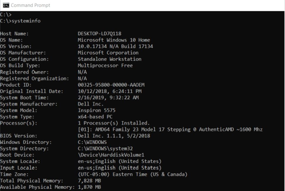 system info command