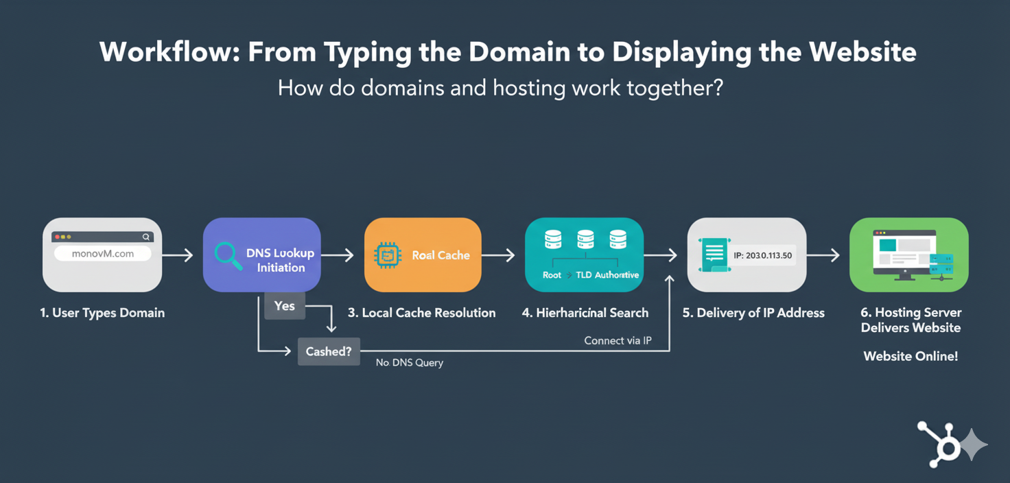 Typing the Domain to Displaying the Website