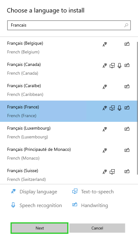 Pick the language you want
