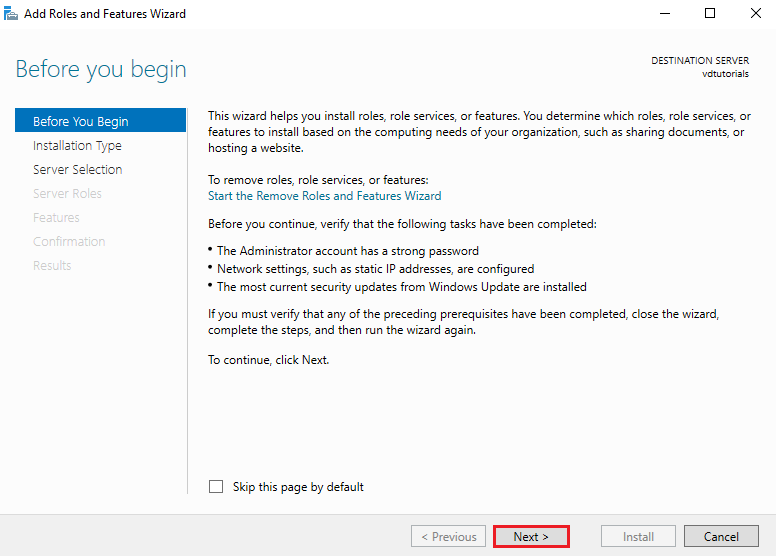 Open the Add Roles and Features Wizard