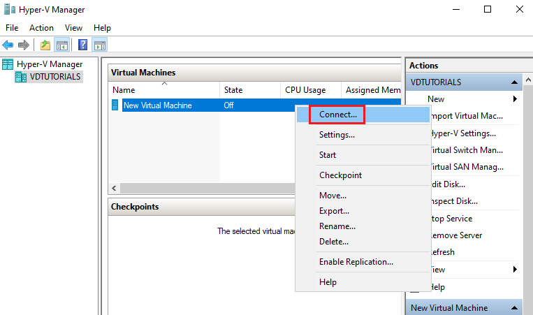 create the virtual machine