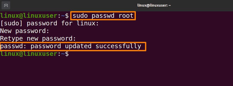 Change root password Ubuntu