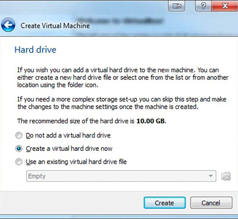 Set Up the Virtual Machine Hard Drive
