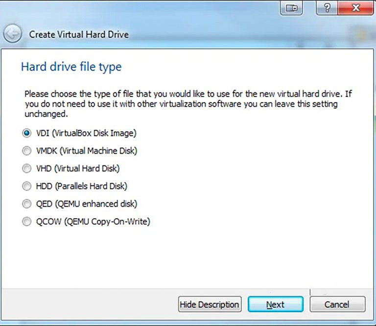 Choose the Hard Drive File Type