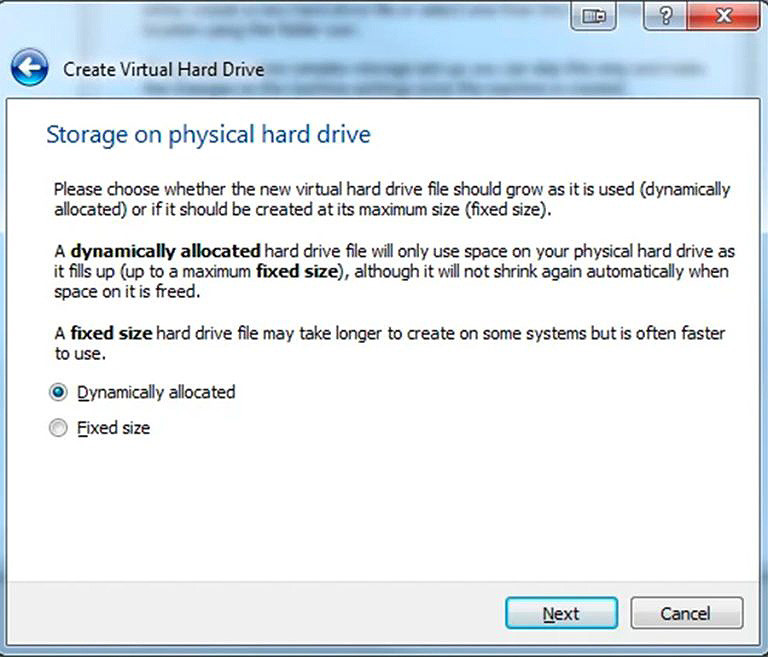 Choose Storage on the Physical Hard Drive